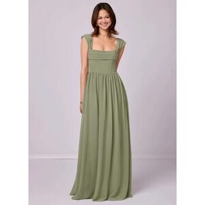 NWT Barbie Azazie 1036 A-Line Corset Chiffon Dress Pistachio Green 12